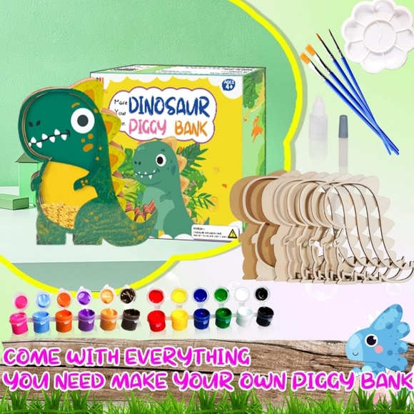 Make Your Own Dinosaur Piggy Bank - Dinosaur Toys for Kids, Dinosaur Craft Kit - Picture 7 of 7